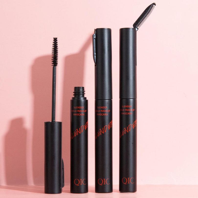 QIC Mascara mit kleiner Bürste, wasserfest, schlank, nicht verschmierend, dick und lockig