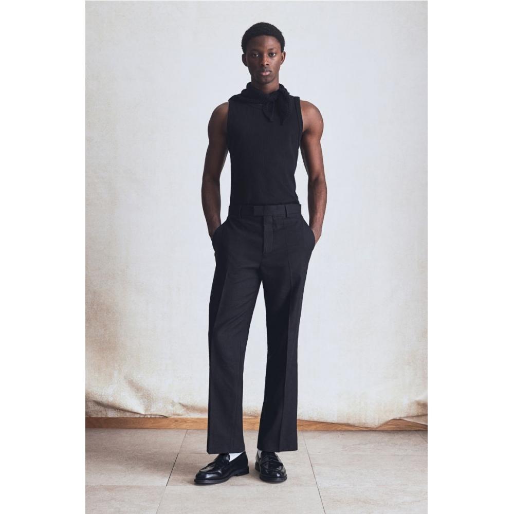 H M Ribbed Sleeveless Top sliM Fit Black