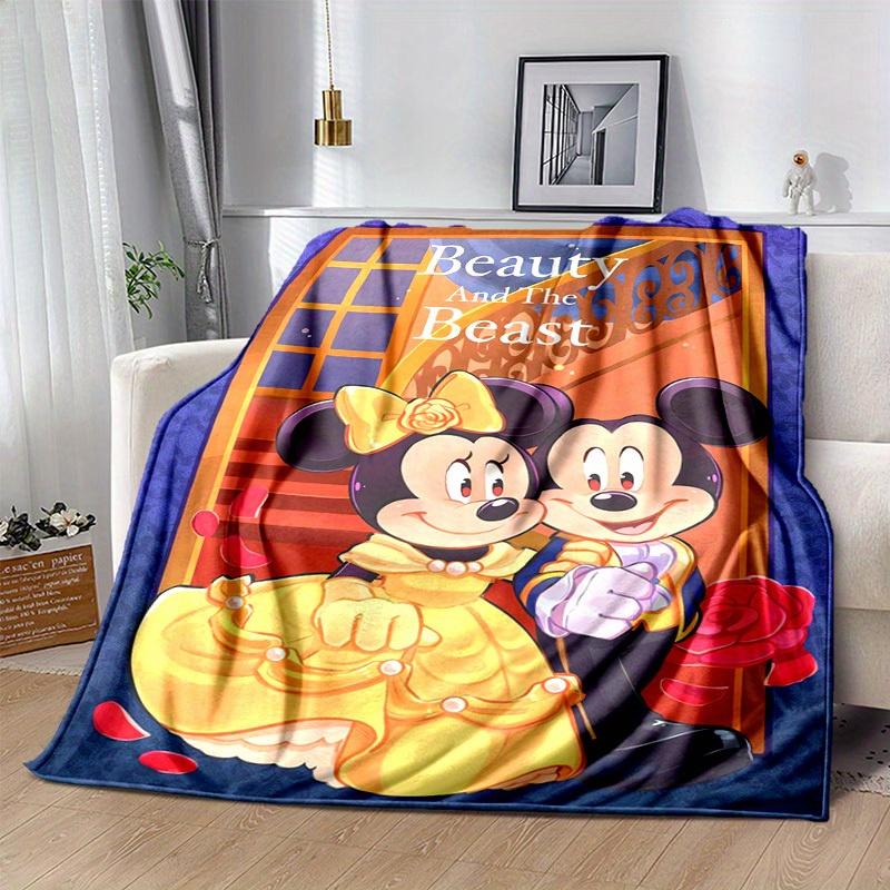 

1pc, Home Decorative Beauty and the Beast Mickey Minnie Flannel Throw Blanket Perfect Gift for Bedroom, Living Room, Travel, Camping, Car 80x120cm