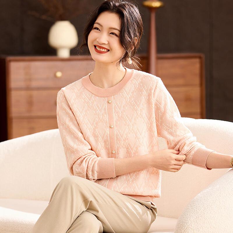 Женский вязаный свитер с круглым вырезом и бисером L