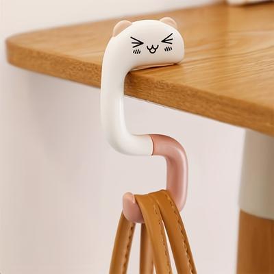 1pc Portable Folding Handbag Hanger Table Hook, Pink Cat, for Desk, Under Table Bar, Purse Holder, Handbag Accessories