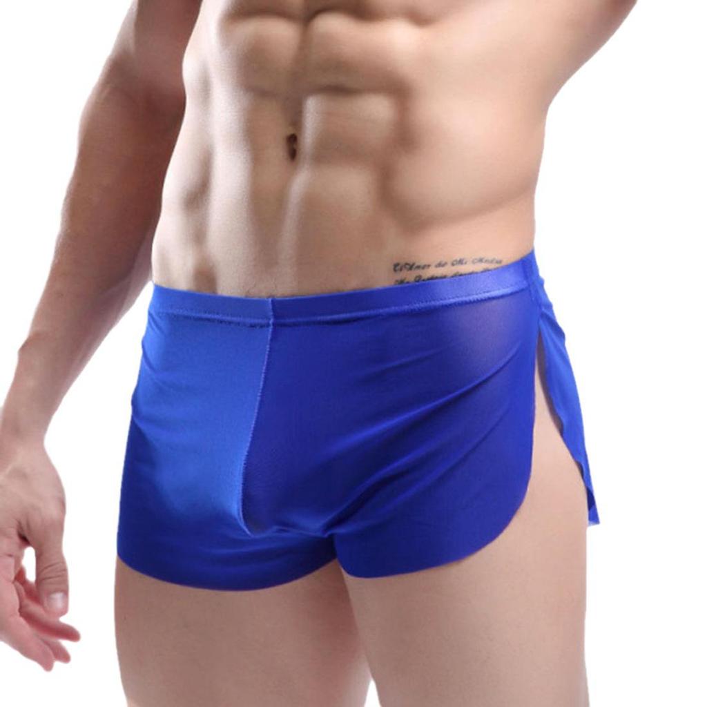 Popular European & American Men's Transparent Underwear: Mesh Boxer Sports Pants, Breathable Low-Waist Home Wear