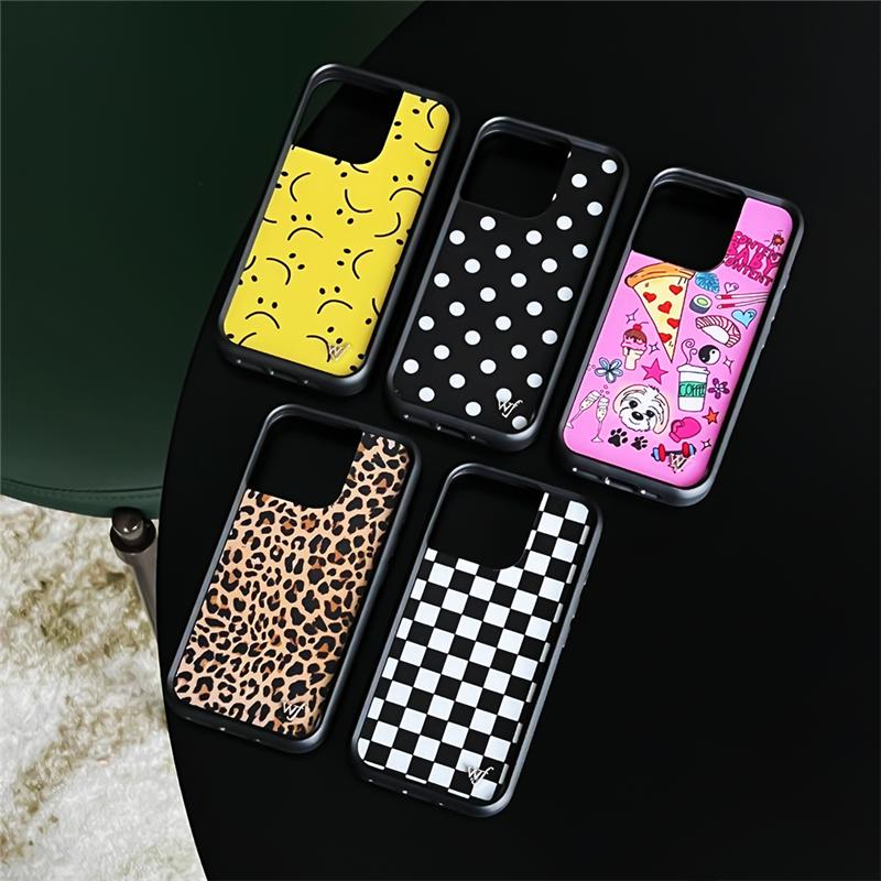 Wildblume Glückliches Mädchen Miau Handyhülle für iPhone 12 13 14 15 16 Pro Max Plus 17Pro Max 3D Welpe Leopard Wellengitterstoff wf Hülle