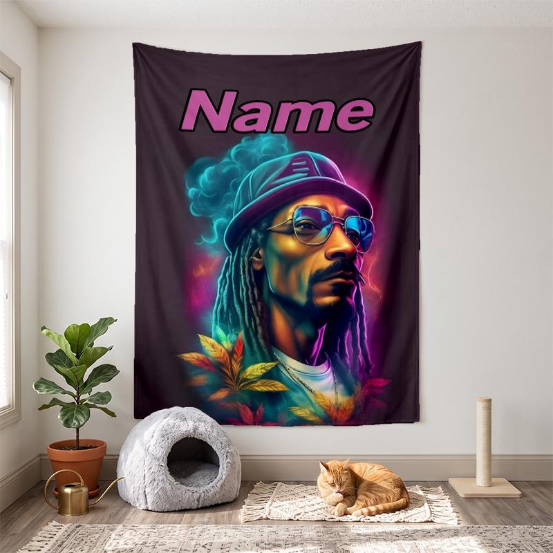 Snoop dogg (1) Personalisierbare Namens-Dekorations-Wandteppich, ideale Wahl für die Wanddekoration in Schlafzimmern, Wohnzimmern, Studentenwohnheimen und Zuhause