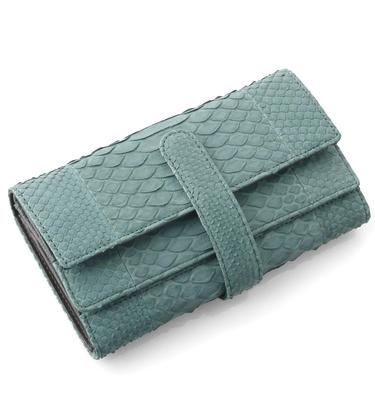 Sankyo Shokai Women's Long Wallet with Large Coin Purse, Diamond Python Leather: Cyprus