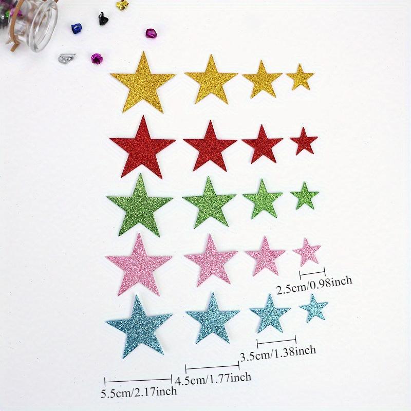 70pcs/pack Glitter Star Stickers, Self-Adhesive PVC Decals, Shimmery Single-Use Star Shapes, with Sparkle Finish for Arts & Crafts, Card Making