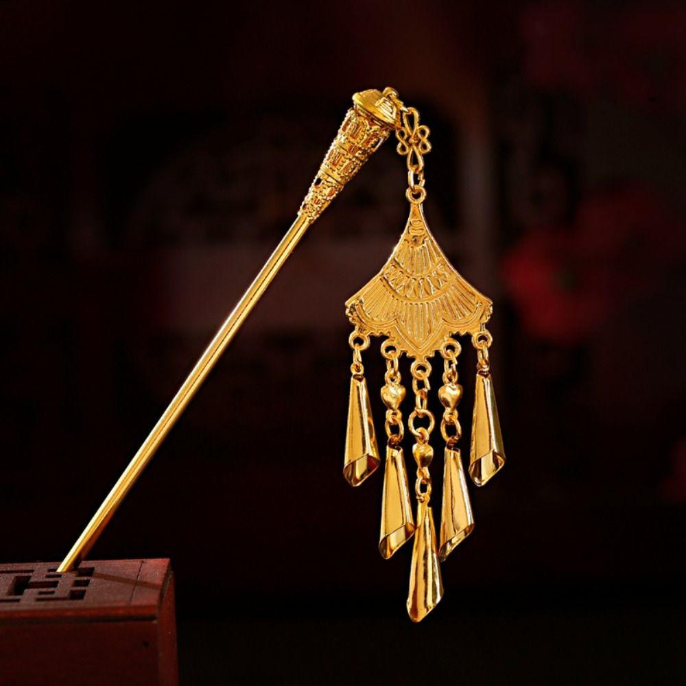 Ethnic Style Golden Tassels Hair Fork Ancient Ethnic Style Hair Sticks  Festival