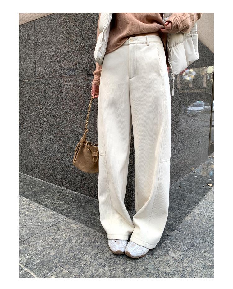 Women's Winter Corduroy Pants: Retro, Thickened, Loose Straight-Leg Design – No Returns or Exchanges