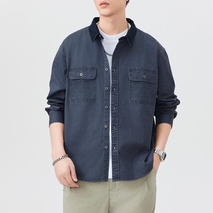 Japanese Pure Cotton Shirt Jacket Men's Loose Casual American Spring New Style Shirt