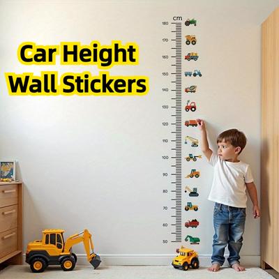 Cartoon Car Height Measurement Wall Stickers for Waterproof Removable PVC Kids Room Kindergarten Home Decoration