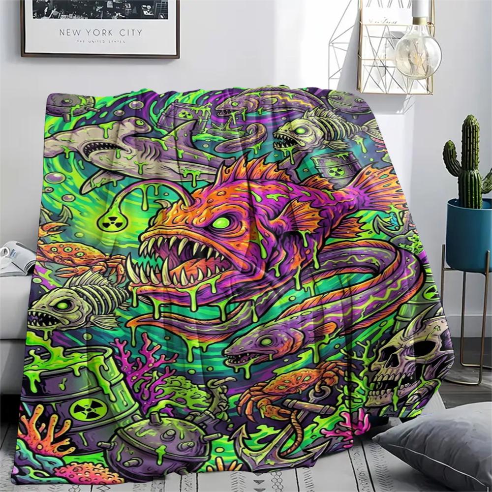 Corrosive marine organisms Print Flannel Blanket,High quality Comfortable for All Seasons,Home Decor,Warmth and Comfort,Perfect for Christmas Gifts