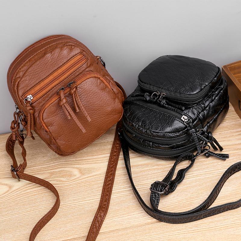 Women Shoulder Bag PU Soft Leather Texture New Mini Square Bag Large Capacity Crossbody Bag Minimalist Middle-Aged Mom Bag