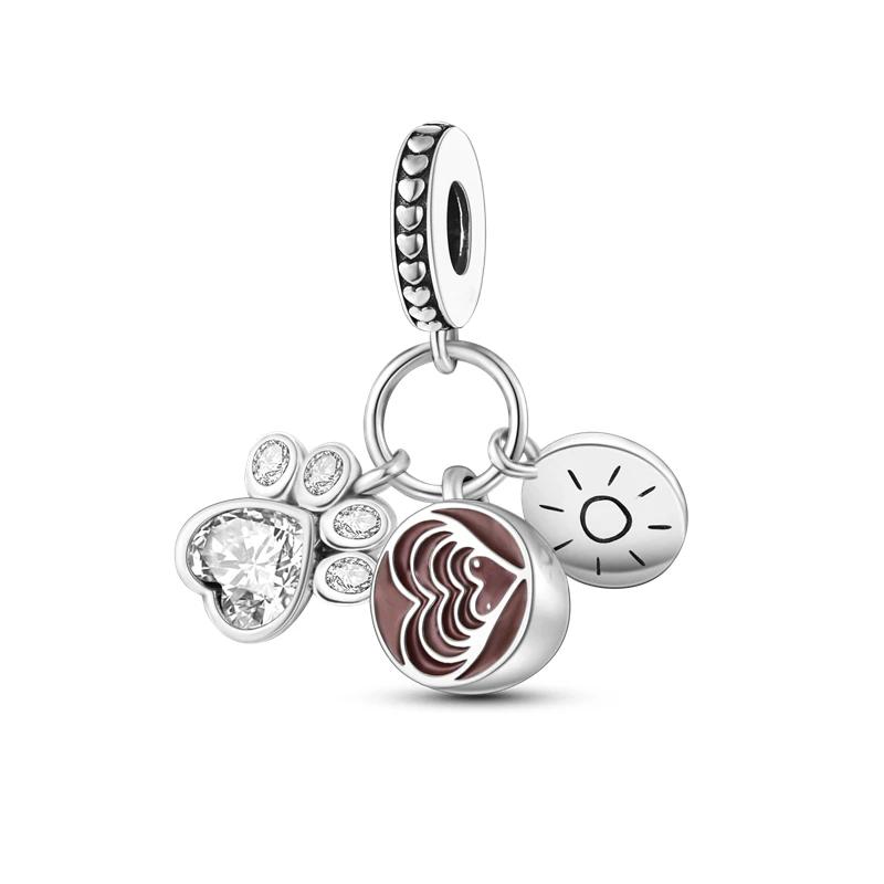 Copper Metal Black Cat Collection Charm Bead Components Bead Components Paw Print Pendant Bead Component Compatible With Authentic Original Do It