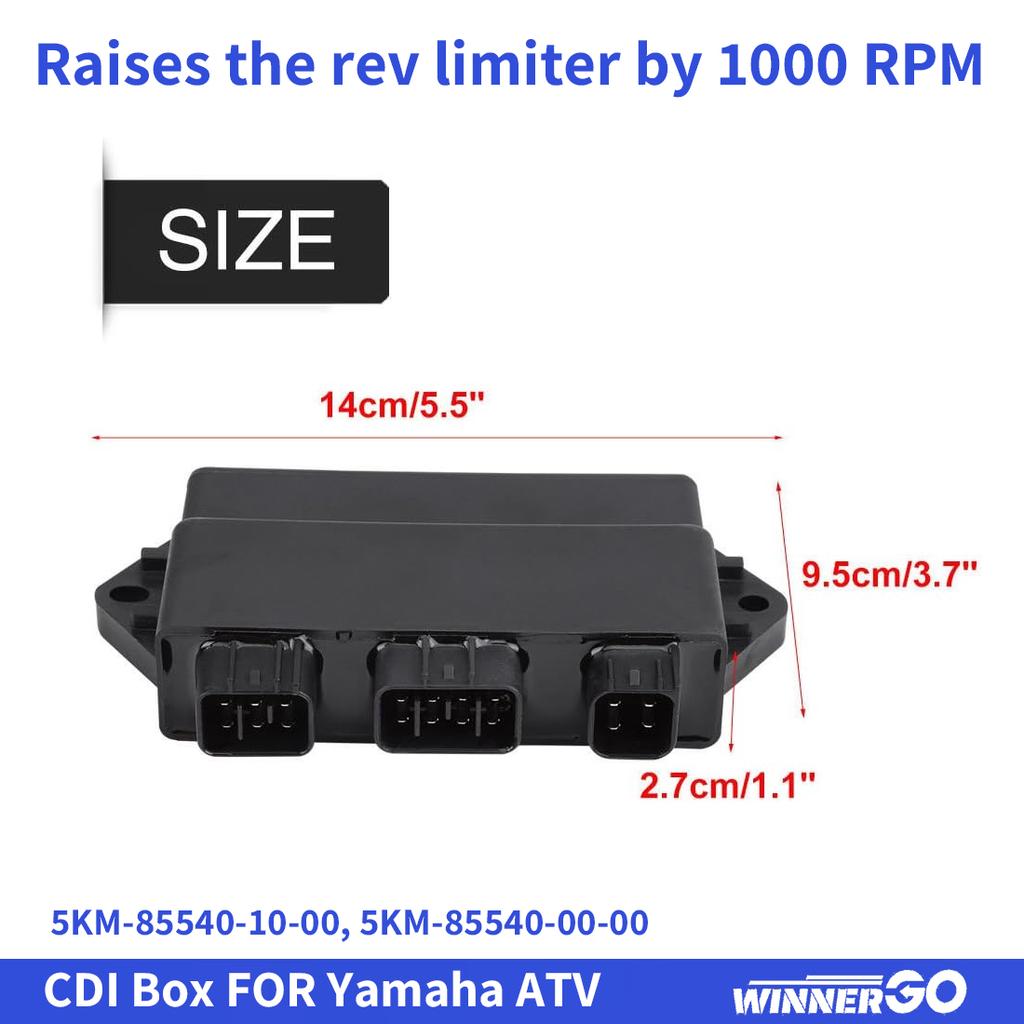 12V CDI Box Unit for Yamaha Grizzly 660 YFM660F YFM660FG YFM660FA 600cc ATVs Parts 5KM-85540-10-00 5KM855400000 Rev 1000 Rpm