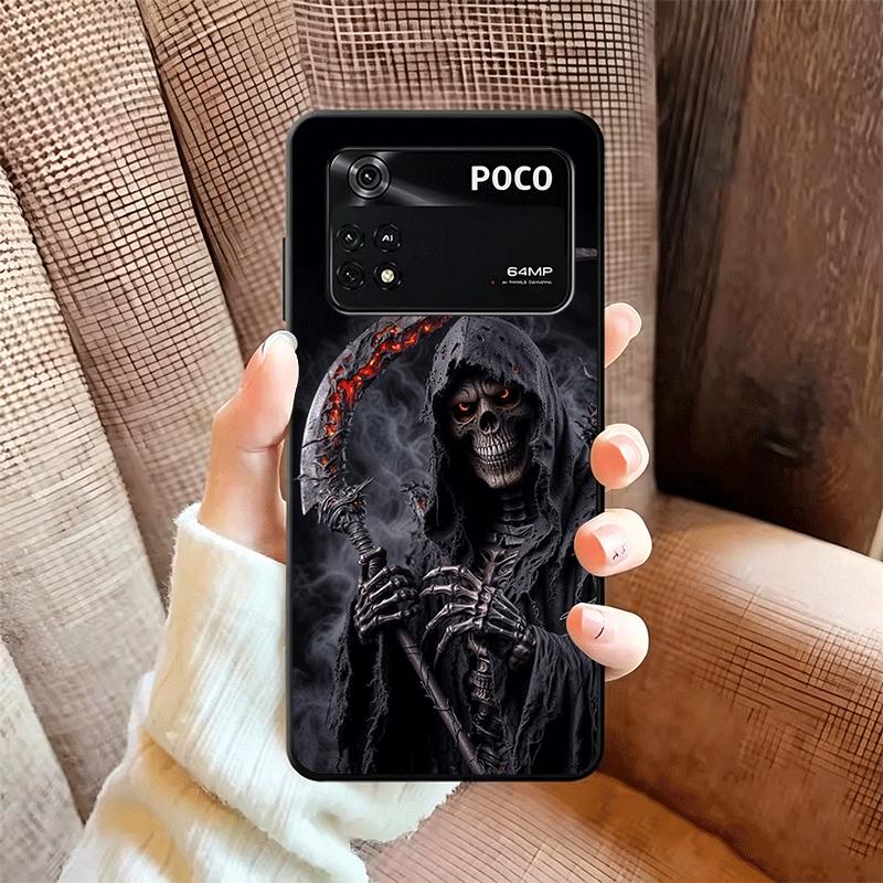 Death Grim Reaper Skull Scythe Soft Phone Case for Xiaomi Poco X5 X6 X7 X8 Pro Max X3 F7 F8 Ultra M8 M7 M6 M5 Redmi 15 15C 14C 1