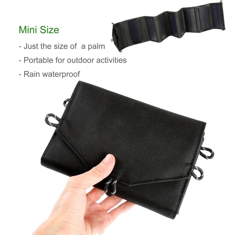8 Fold Monocrystalline Foldable Solar Panel 25W Portable Folding Bag 2 USB Output Outdoor Power Bank Hiking Mobile Phone Charger