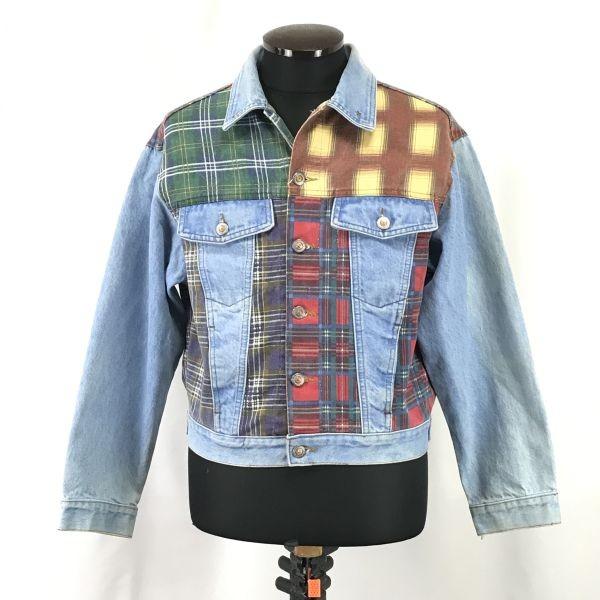 Steel Jeans USA 80er-90er Vintage Patchwork Denimjacke Herren S Western(GEBRAUCHT)