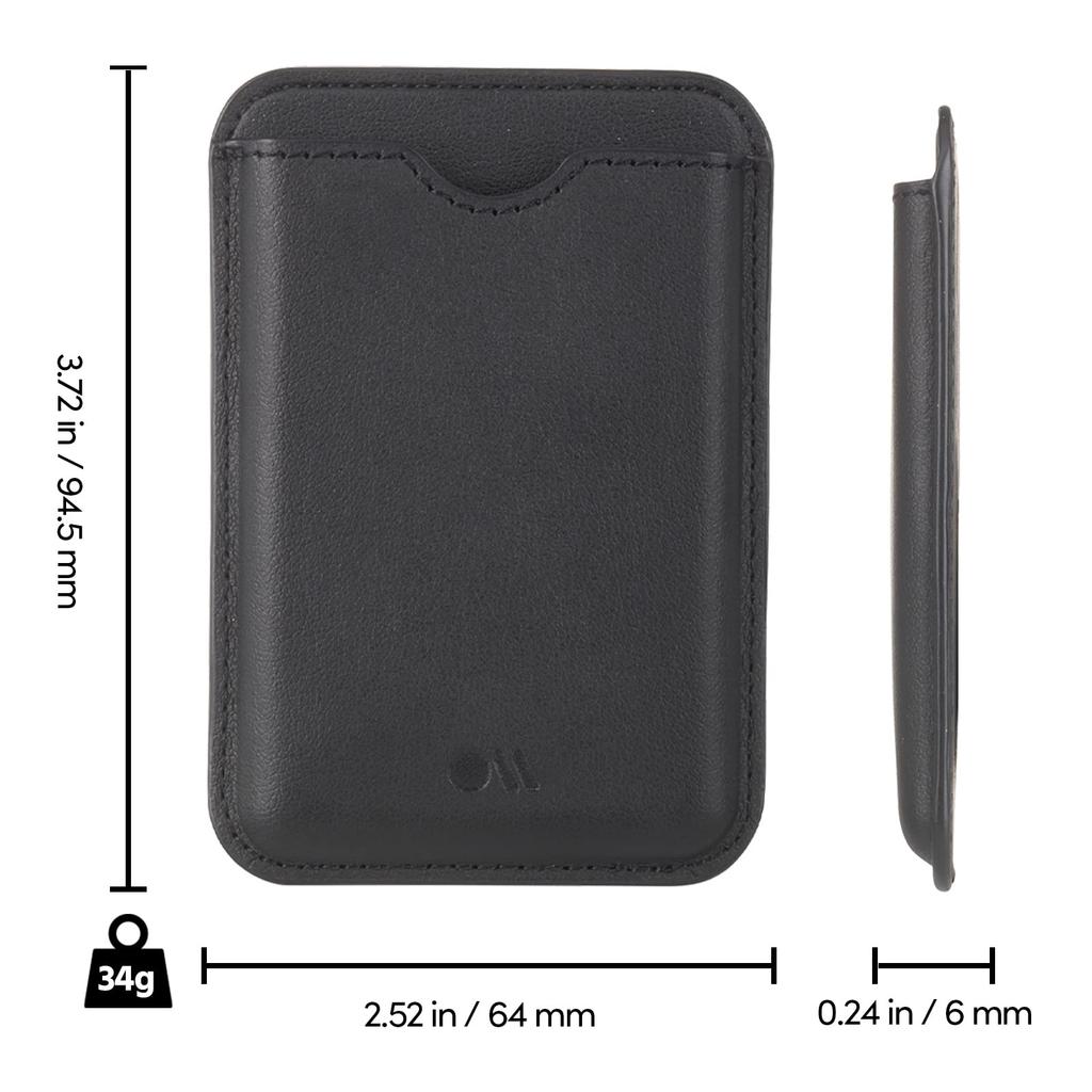 iPhone MagSafe Compatible Magnetic Wallet Card 3 Vegan Black Case-Mate Holder, Cards, Leather, (CM046312)