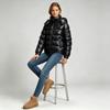 Mon Style Down Jacket Glossy Stand-Up Collar Windproof Men's and Women's Hooded