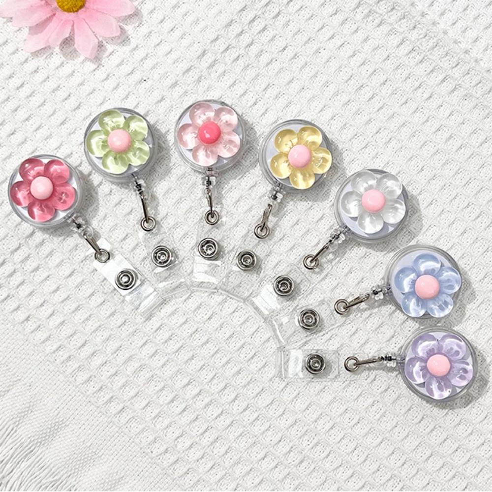 Clear Transparent Flower Retractable Badge Holders For Doctor Nurse Worker Student Name Id Card Holder Keychains Lanyard