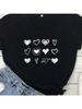 Drei Reihen Herz Muster Wounisex T-Shirt Kurzarm O-Ausschnitt Locker Wounisex T-Shirt Damen T-Shirt Oberteile Kleidung Camisetas Mujer