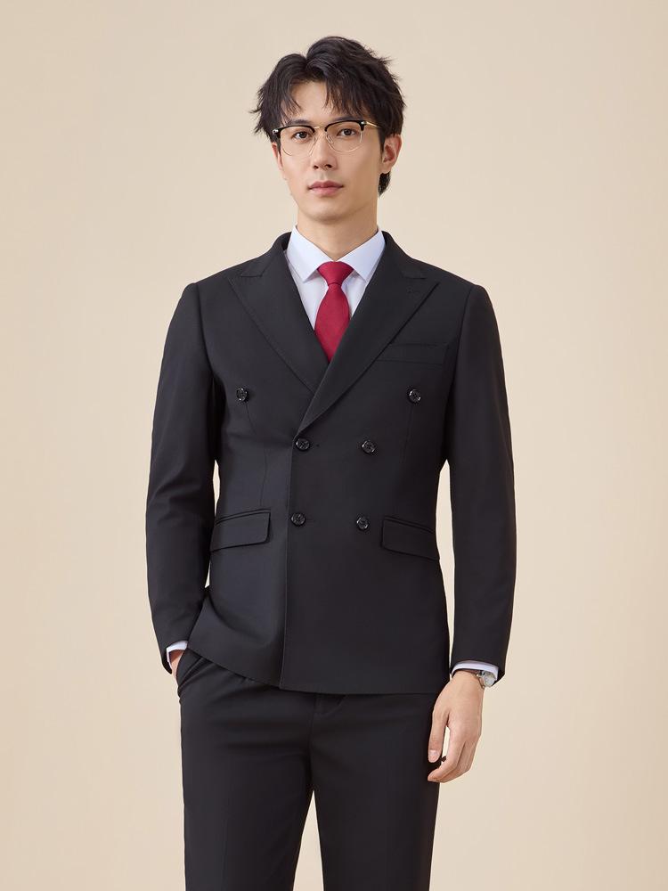 Men's Autumn/Winter Double-Breasted Suit Set - Professional Business Attire for Hotel Managers