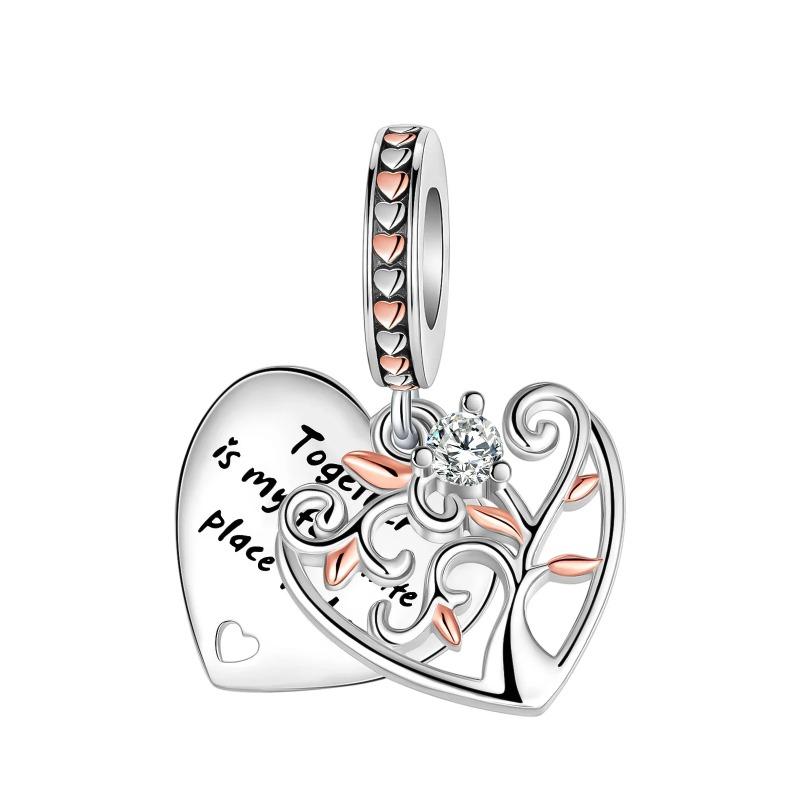 925 Silver Heart Mum Dangle Dream Catcher Charm DIY Jewelry For Women Original Bracelet Beads