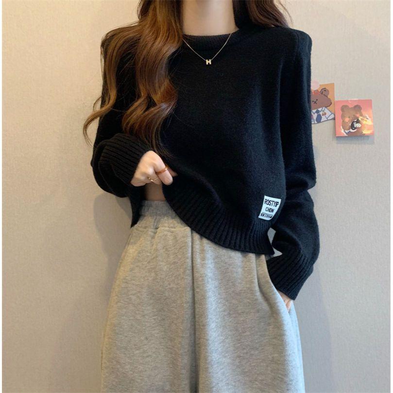 Korean Gentle Pullover Loose Soft Glutinous Sweater for Women Autumn and Winter Design Short Knit Sweater Pullover Female Top One Size