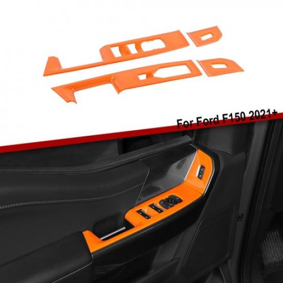 Interior Front Door Window Switch Panel Cover Trim For Ford F150 2021-22 Orange