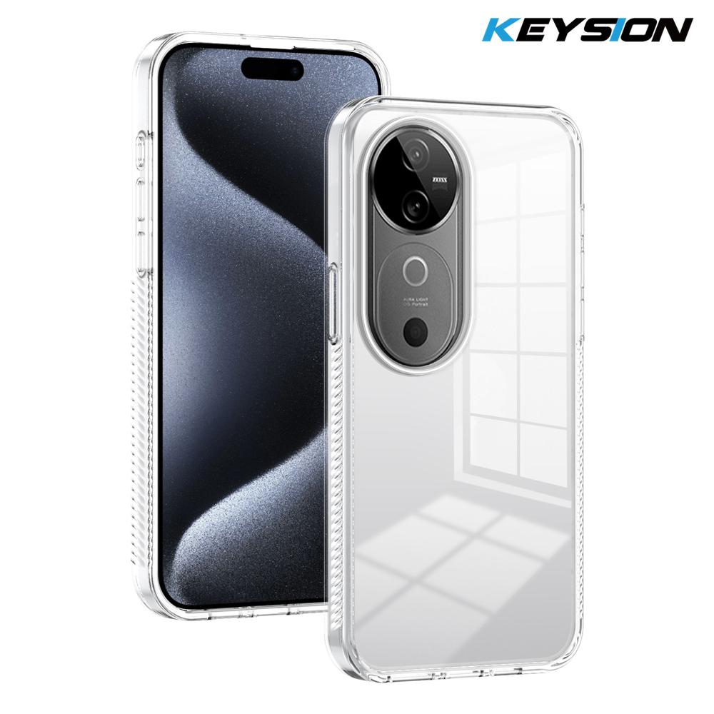 

KEYSION Прозрачный чехол для телефона для VIVO V40 Pro 5G V40 Мягкий ТПУ+ПК Нескользящий HD Прозрачный Ударопрочный Чехол-накладка на заднюю панель телефона для VIVO V40 5G for VIVO V40 Pro 5G чистый