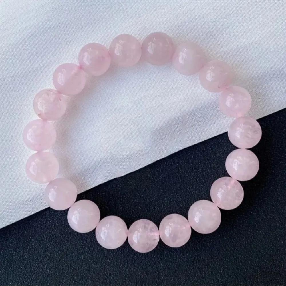 Temperament Romance Natural Rose Quartz Beading Bracelet for Women Friends Good Lucky Energy Bracelet Jewelry Accessories Gifts