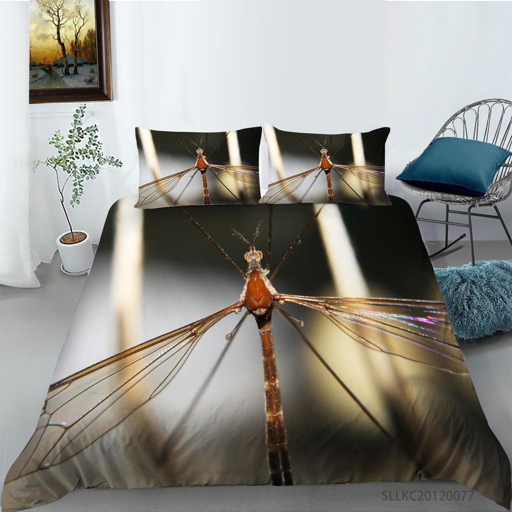 Vânzare caldă imprimare cu libelule, textile pentru acasă, așternut, costum, insecte, nou moda, microfibră, lavabilă, huse de pilotă