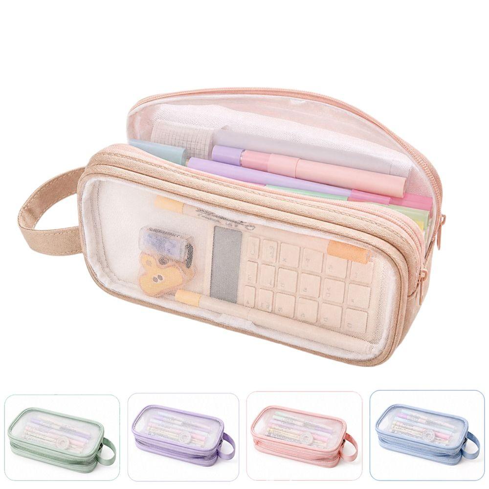 Transparent Pencil Case Mesh Stationery Pouch New Pen Organizer Bag Stationery