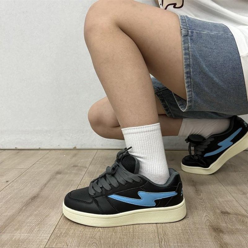 Women's White Minimalist Thick Sole Lace-Up Shoes - Comfortable & Shock Absorbing