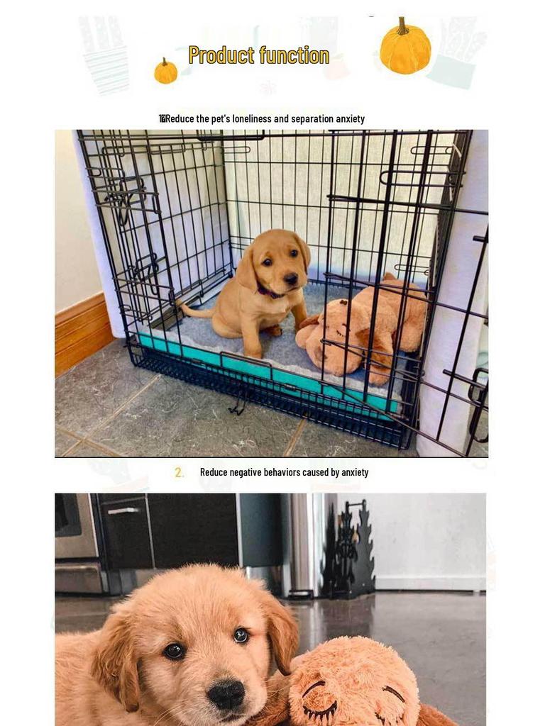 Pet Anxiety Plush Heartbeat Companion - Calming Interactive Toy for Dogs and Cats (Vacuum Packed)