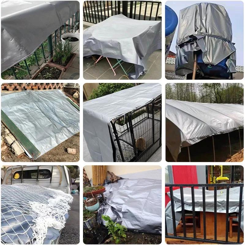 160GSM&180GSM Silvery Tarpaulin Outdoor PE Rainproof Cloth Camping Tent Ground Sheet Waterproof Sun Shading Sail Plant Raincover