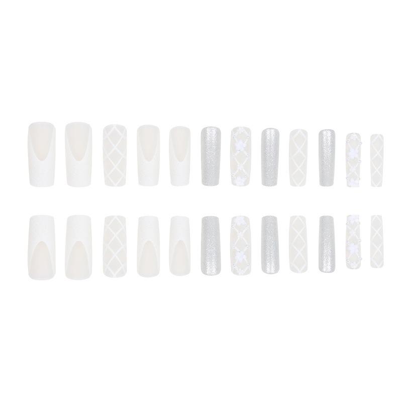 Bridal Wearable Nail Patch Pearl Glitter European and American Wearable Nail Patch Long Nail Art False Nail Wholesale