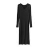 Dámské svetrové šaty Podzimní s dlouhým rukávem Výstřih do V Žebrovaný úplet Rozparek Dlouhé šaty Ležérní Bodycon Slim Fit Midi šaty