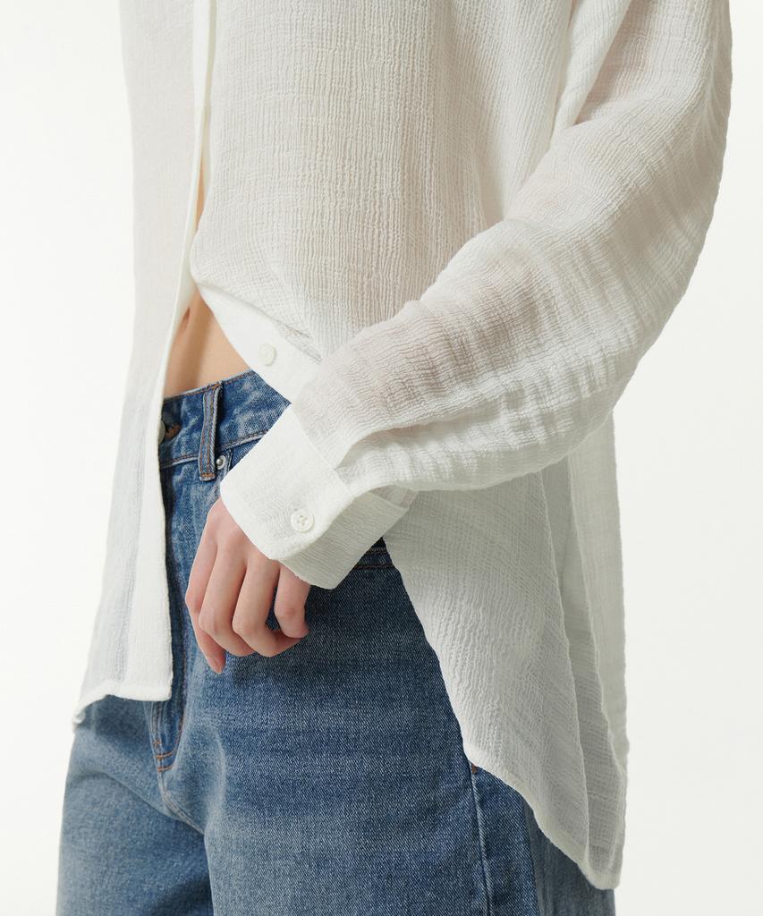 MUSINSA STANDARD WOMAN Women'S Oversized Sheer Crinkle Shirt [Ivory]