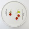 Encantadores Pendientes Pequeños de Frambuesa para Mujer Hojas Verdes Flor Blanca Fruta de Baya Roja Pendientes Joyería de Verano para Niña Dulce Regalo