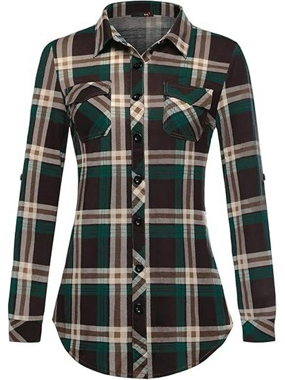 Top Rimodellante a Maniche Lunghe a Quadri Retrò da Donna Autunno/Inverno 2026