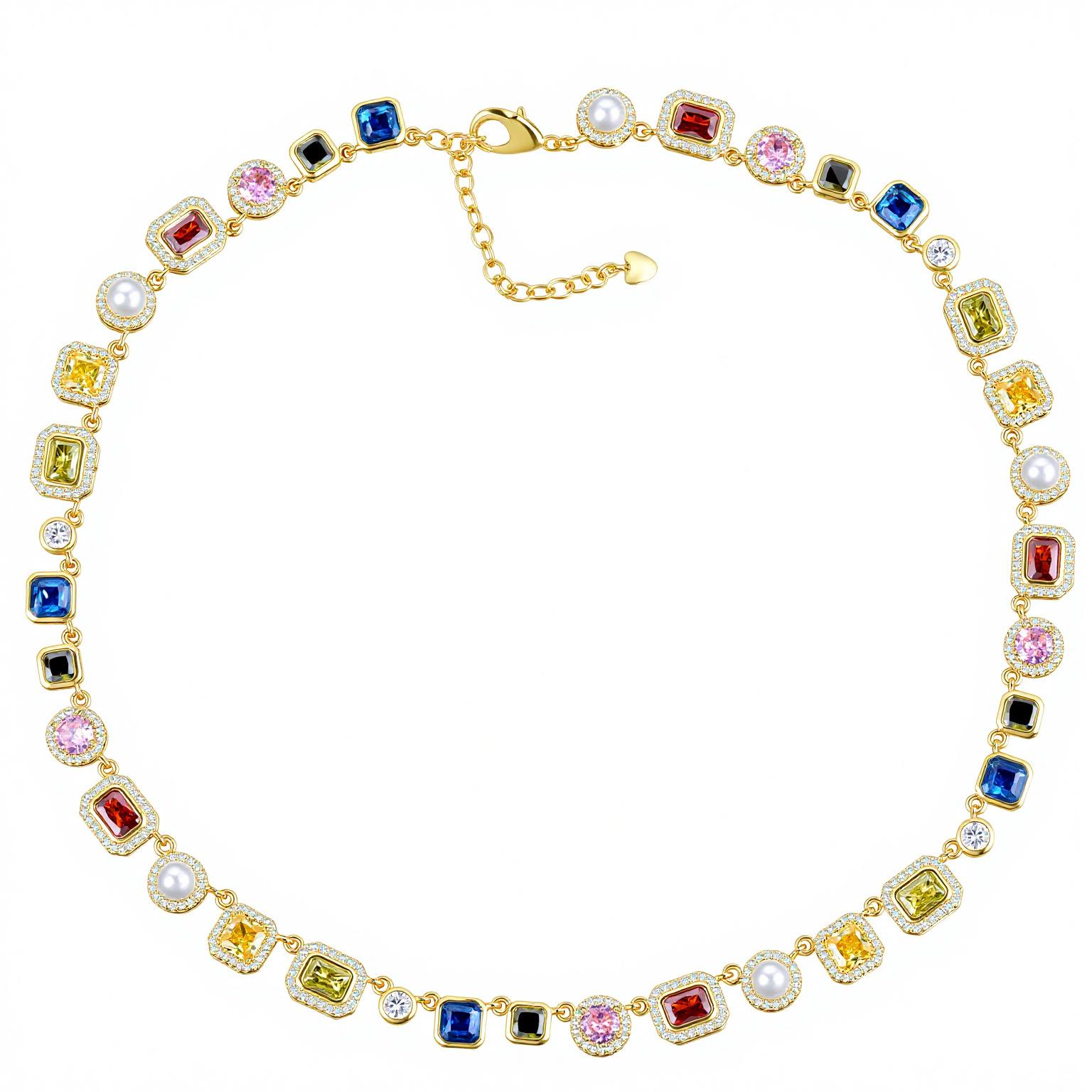 2026 High-end Zircon Jewelry Temperament Jewelry Exquisite Accessories Necklace Bracelet 18CM золотой