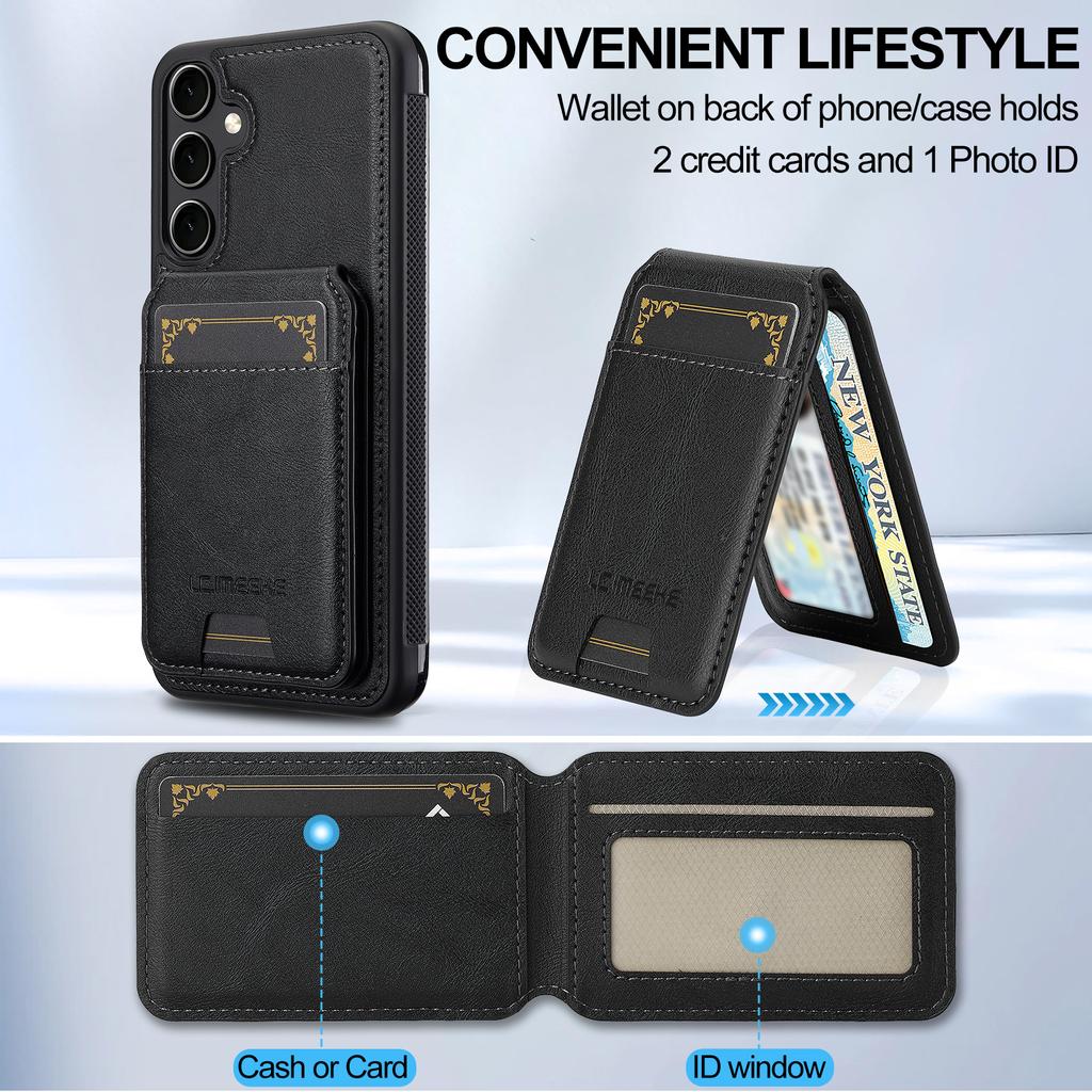 For Samsung Galaxy S24+ Magnetic Case Detachable Card Holder Leather+TPU Mobile Cover