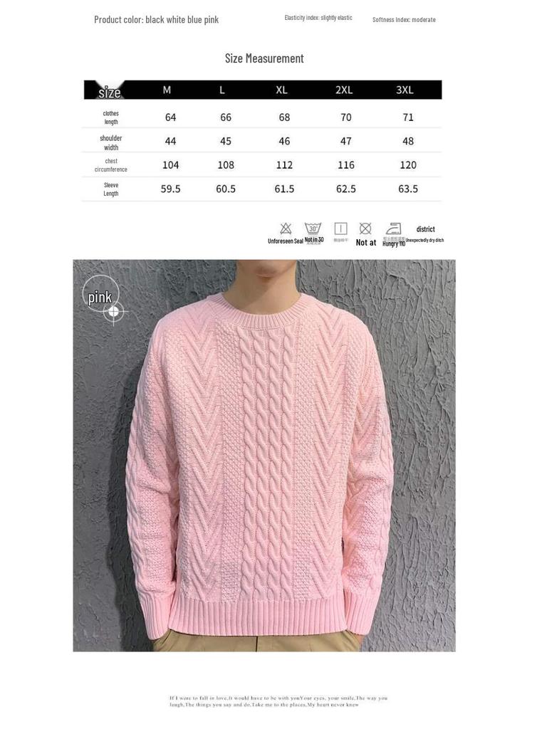 2025 Herbst/Winter Herren Grobstrick Zopfmuster Strickjacke - Koreanischer Stil Locker Strickware für Paare