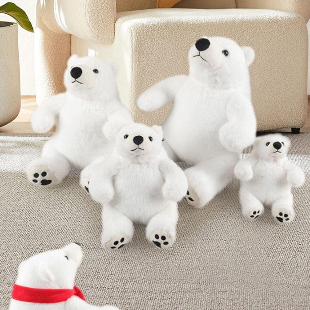 Round Belly Sitting Polar Bear Plush Toy Big Feet Animal Plush Doll  Children Girls Boys