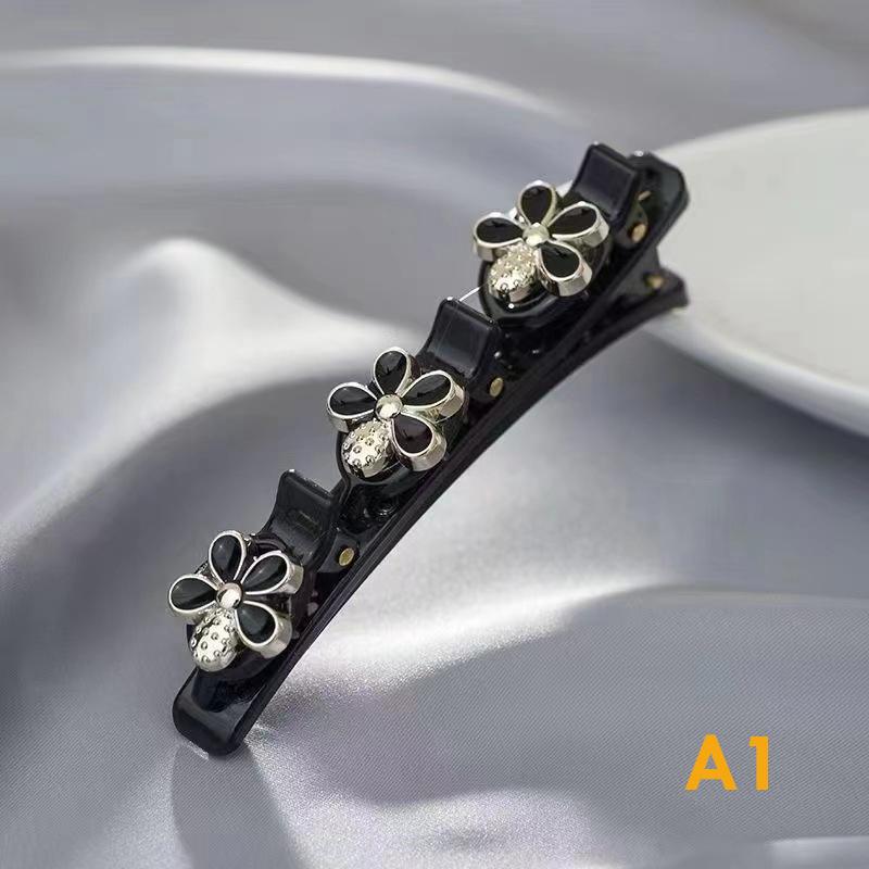 Sparkling Crystal Stone Braided Hair Clips Double Bangs Braided Barrettes Hairpins Women Girls Headwear Hair Styling Accessories