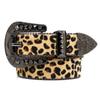 Rhinestones Buckle Leopard Belt for Women Men Eye Catching Pants Belt Waistband Female Aesthetic PU Belt Waist Ornament