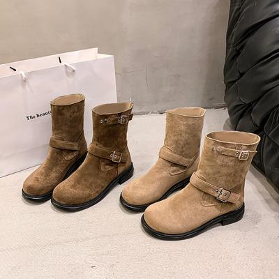Shoes Women's Leather Boots Winter Footwear Luxury Designer Cowboy Mid-Calf Mid Calf Med Ladies Autumn Rubber