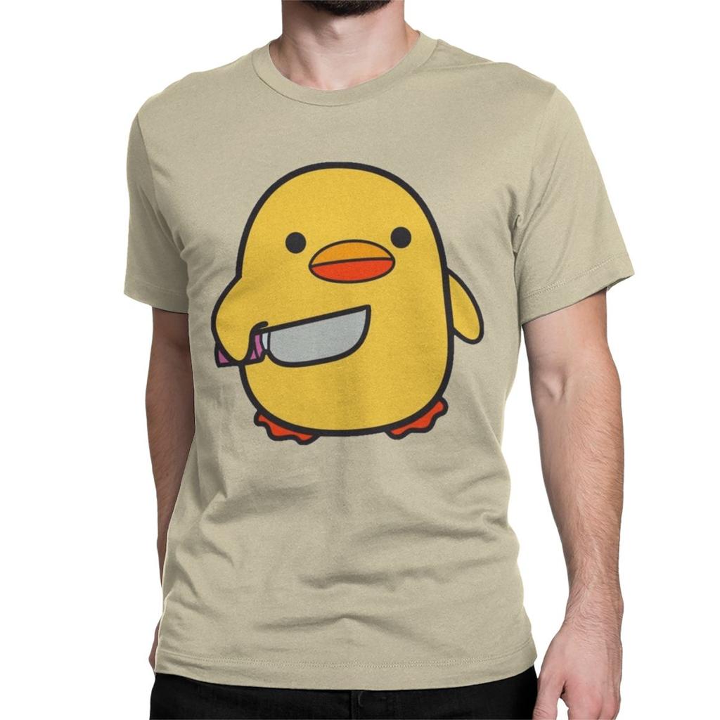 Lustige Ente mit Messer T-Shirts für Unisex Damen Neuheit Baumwoll-T-Shirt O-Ausschnitt Kurzarm T-Shirts Geschenk Kleidung Unisex