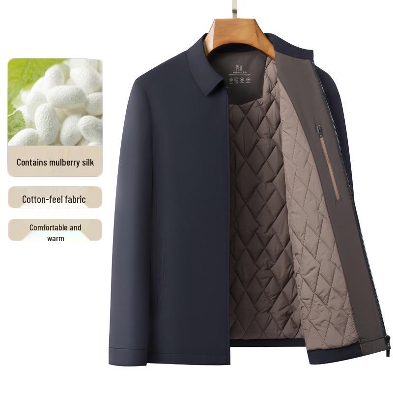 Men's Winter Thickened Business Casual Jacket with Mulberry Silk Filling
